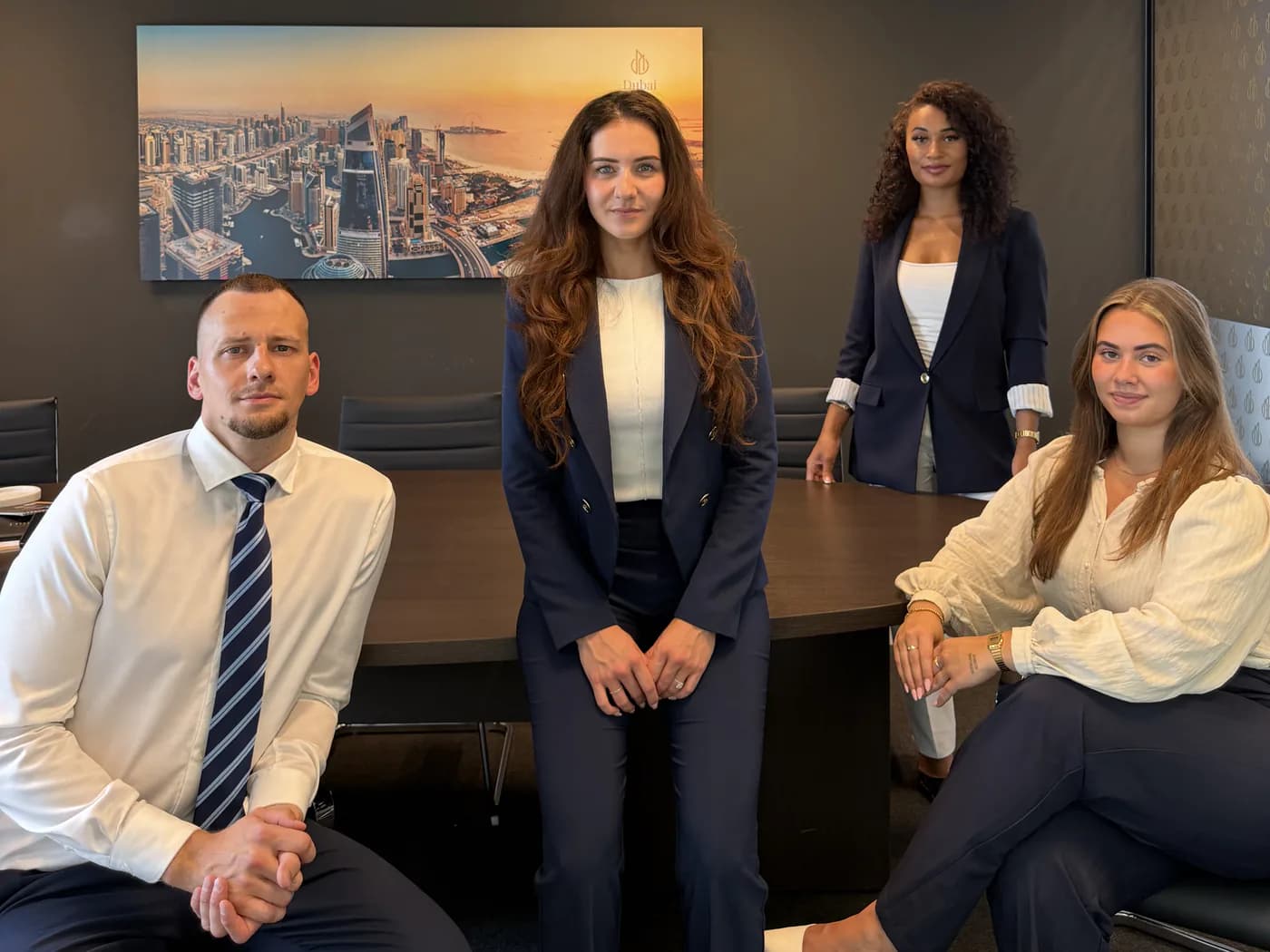 Het team achter EliteVest en Dubaivest in het kantoor in Dubai